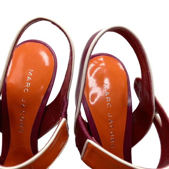 Marc Jacobs Magenta Pink Orange White Piping Heeled Sandal European 36.5… - Picture 5 of 14
